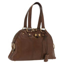 SAINT LAURENT Hand Bag Leather Brown Gold 156465 Auth BA10476-1