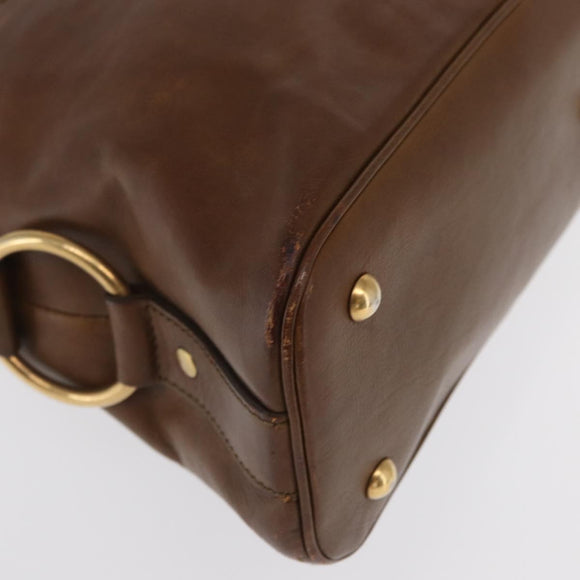 SAINT LAURENT Hand Bag Leather Brown Gold 156465 Auth BA10476