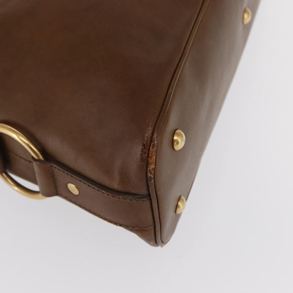 SAINT LAURENT Hand Bag Leather Brown Gold 156465 Auth BA10476