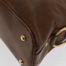SAINT LAURENT Hand Bag Leather Brown Gold 156465 Auth BA10476-13