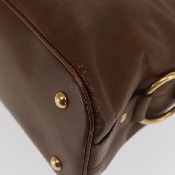 SAINT LAURENT Hand Bag Leather Brown Gold 156465 Auth BA10476