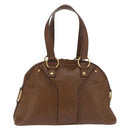 SAINT LAURENT Hand Bag Leather Brown Gold 156465 Auth BA10476-3