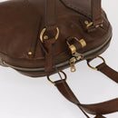 SAINT LAURENT Hand Bag Leather Brown Gold 156465 Auth BA10476-6