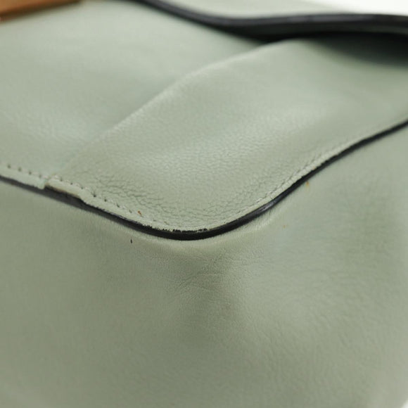 Chloe Chain Shoulder Bag Leather Light Blue Gold Auth BA10477V