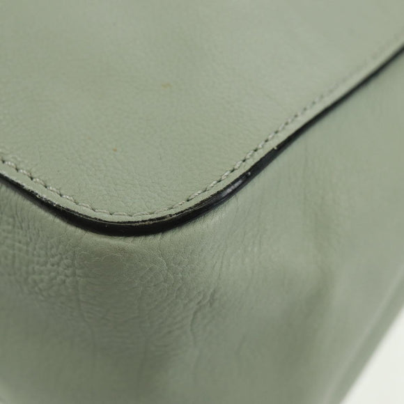 Chloe Chain Shoulder Bag Leather Light Blue Gold Auth BA10477V