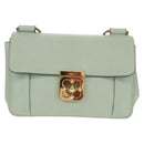 Chloe Chain Shoulder Bag Leather Light Blue Gold Auth BA10477V-2
