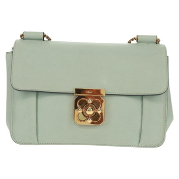 Chloe Chain Shoulder Bag Leather Light Blue Gold Auth BA10477V - 0