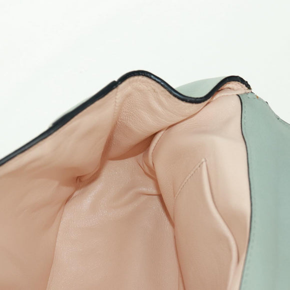 Chloe Chain Shoulder Bag Leather Light Blue Gold Auth BA10477V