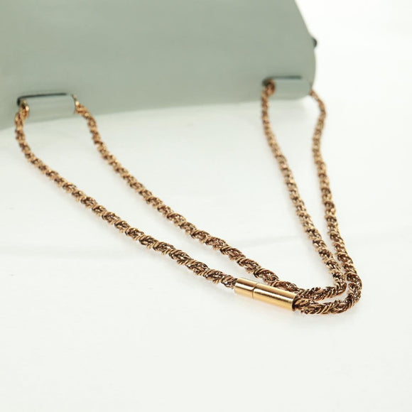 Chloe Chain Shoulder Bag Leather Light Blue Gold Auth BA10477V