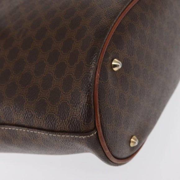 CELINE Macadam Canvas Tote Bag PVC Leather Brown Gold Auth BA10478