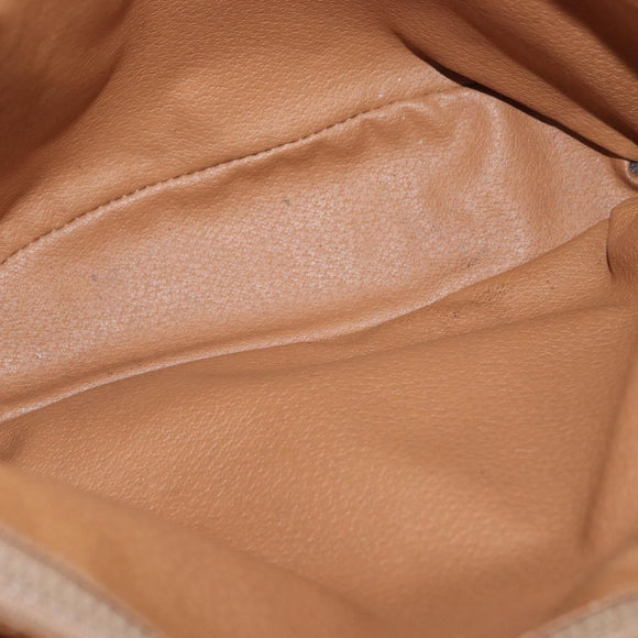 CELINE Macadam Canvas Draagtas PVC Leer Bruin Goud Auth BA10478