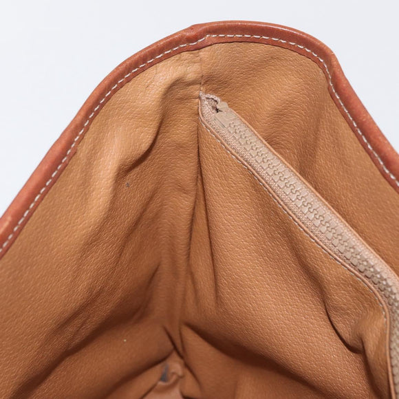 CELINE Macadam Canvas Draagtas PVC Leer Bruin Goud Auth BA10478