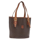 CELINE Macadam Canvas Draagtas PVC Leer Bruin Goud Auth BA10478-1