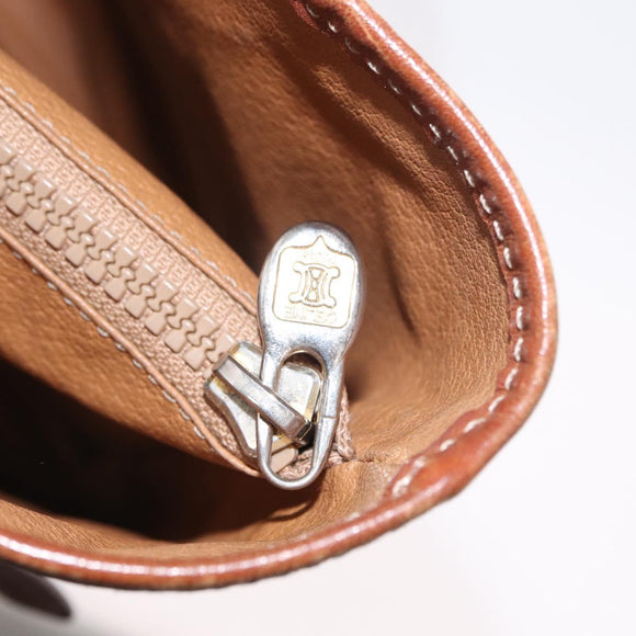 CELINE Macadam Canvas Draagtas PVC Leer Bruin Goud Auth BA10478