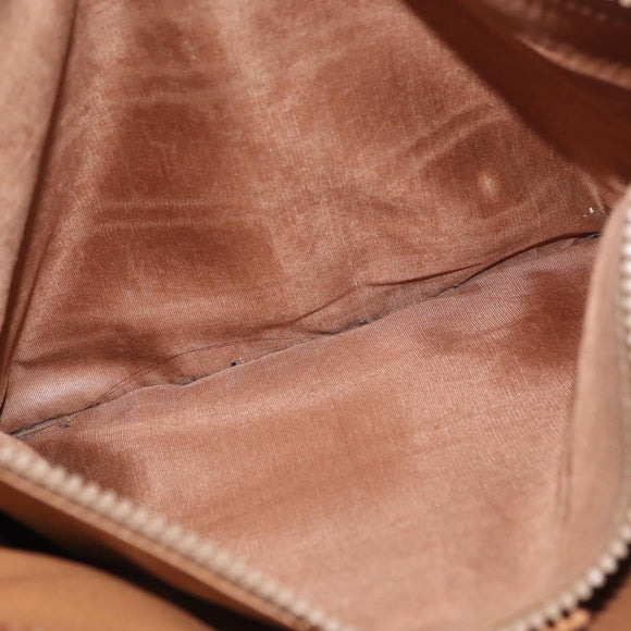 CELINE Macadam Canvas Draagtas PVC Leer Bruin Goud Auth BA10478