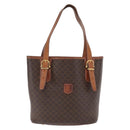 CELINE Macadam Canvas Draagtas PVC Leer Bruin Goud Auth BA10478-13