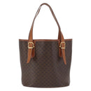 CELINE Macadam Canvas Draagtas PVC Leer Bruin Goud Auth BA10478-2