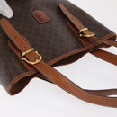 CELINE Macadam Canvas Draagtas PVC Leer Bruin Goud Auth BA10478-7