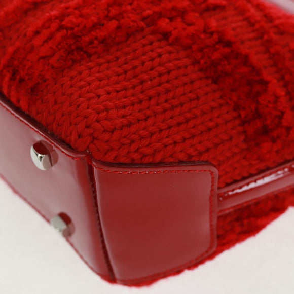 Salvatore Ferragamo Hand Bag Cotton Red Silver Auth BA10481V