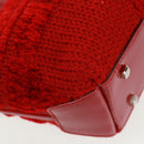 Salvatore Ferragamo Hand Bag Cotton Red Silver Auth BA10481V-12