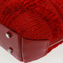 Salvatore Ferragamo Hand Bag Cotton Red Silver Auth BA10481V-13