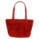 Salvatore Ferragamo Hand Bag Cotton Red Silver Auth BA10481V-2