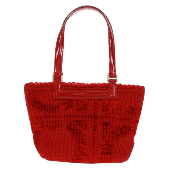 Salvatore Ferragamo Hand Bag Cotton Red Silver Auth BA10481V