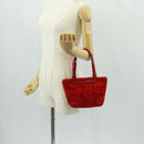 Salvatore Ferragamo Hand Bag Cotton Red Silver Auth BA10481V-21