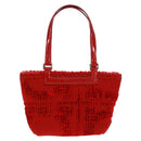 Salvatore Ferragamo Hand Bag Cotton Red Silver Auth BA10481V-3
