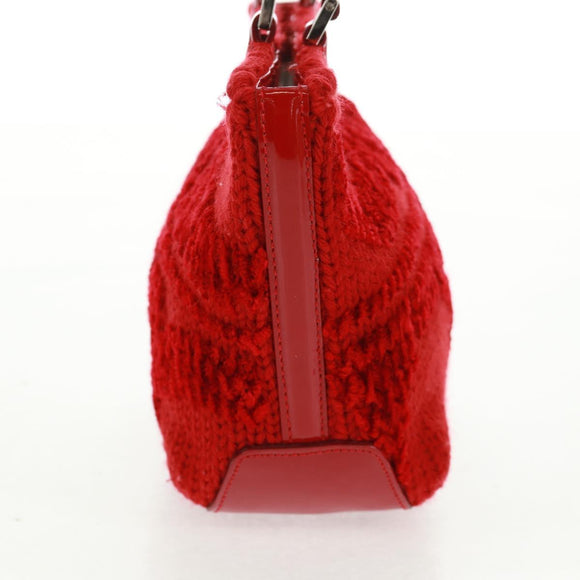 Salvatore Ferragamo Hand Bag Cotton Red Silver Auth BA10481V