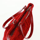 Salvatore Ferragamo Hand Bag Cotton Red Silver Auth BA10481V-6