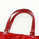 Salvatore Ferragamo Hand Bag Cotton Red Silver Auth BA10481V-8