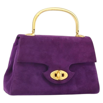 GIVENCHY Hand Bag Suede Purple Gold Auth BA10483