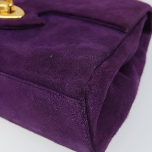 GIVENCHY Hand Bag Suede Purple Gold Auth BA10483