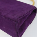 GIVENCHY Hand Bag Suede Purple Gold Auth BA10483-15