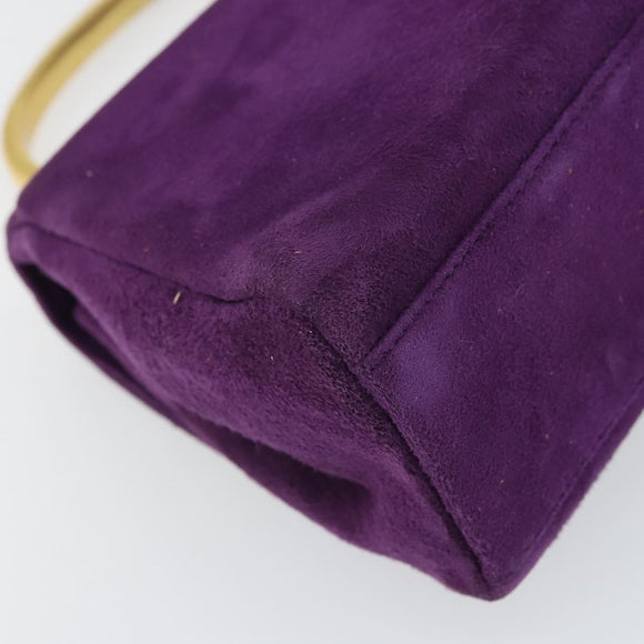 GIVENCHY Hand Bag Suede Purple Gold Auth BA10483