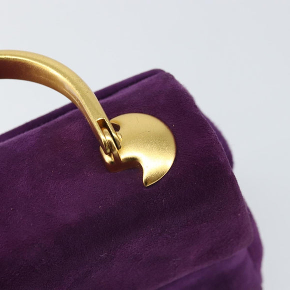 GIVENCHY Hand Bag Suede Purple Gold Auth BA10483