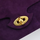 GIVENCHY Hand Bag Suede Purple Gold Auth BA10483-17