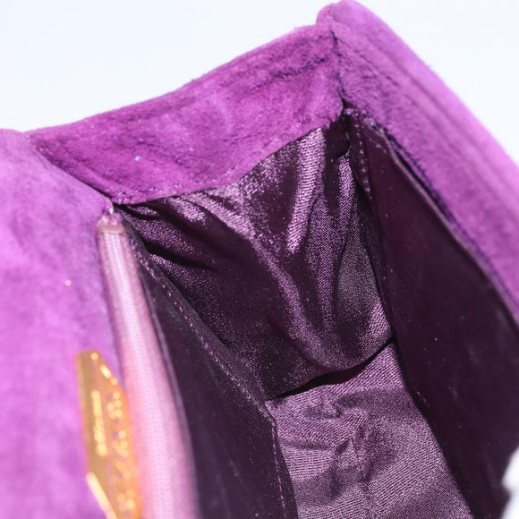 GIVENCHY Hand Bag Suede Purple Gold Auth BA10483