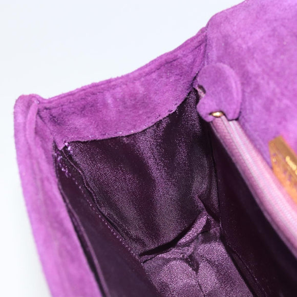 GIVENCHY Hand Bag Suede Purple Gold Auth BA10483