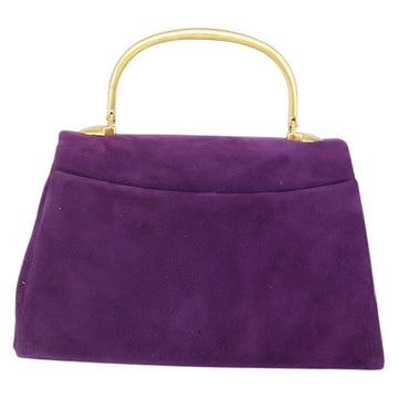 GIVENCHY Hand Bag Suede Purple Gold Auth BA10483 - 0