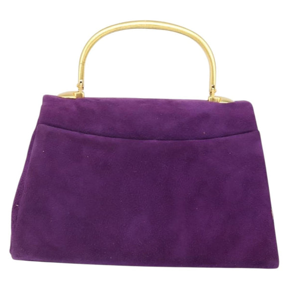 GIVENCHY Hand Bag Suede Purple Gold Auth BA10483