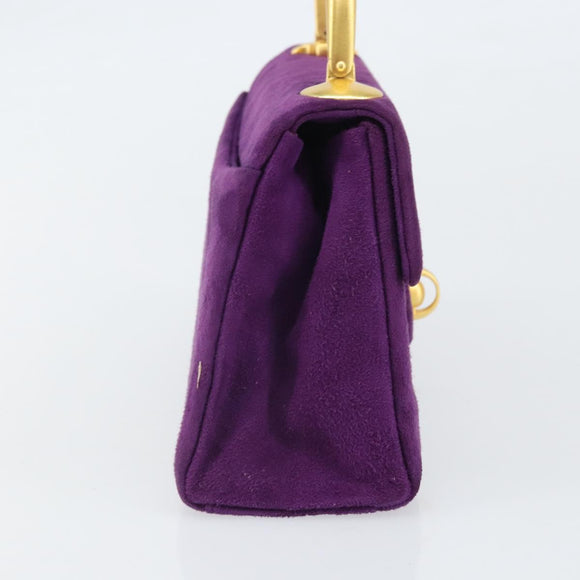 GIVENCHY Hand Bag Suede Purple Gold Auth BA10483