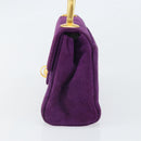 GIVENCHY Hand Bag Suede Purple Gold Auth BA10483-4