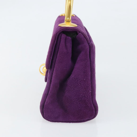 GIVENCHY Hand Bag Suede Purple Gold Auth BA10483