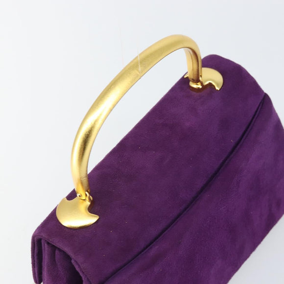GIVENCHY Hand Bag Suede Purple Gold Auth BA10483