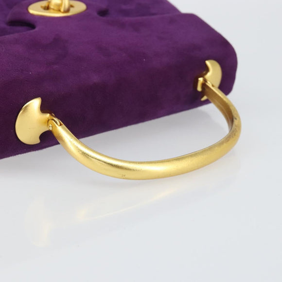 GIVENCHY Hand Bag Suede Purple Gold Auth BA10483