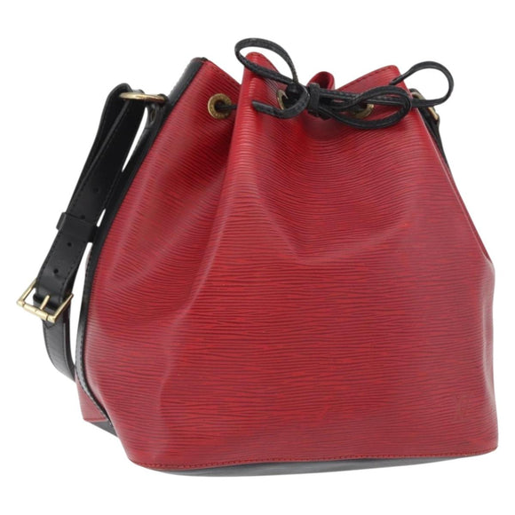 LOUIS VUITTON Epi Petit Noe Shoulder Bag Bicolor Black Red M44017 Auth BA10485