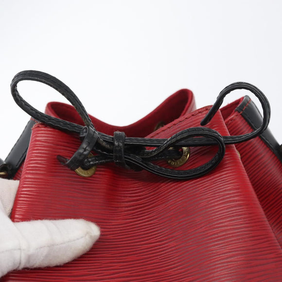 LOUIS VUITTON Epi Petit Noe Shoulder Bag Bicolor Black Red M44017 Auth BA10485