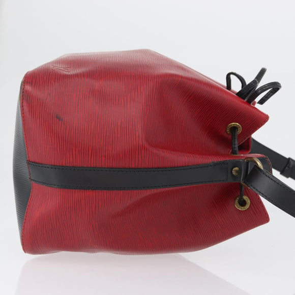LOUIS VUITTON Epi Petit Noe Shoulder Bag Bicolor Black Red M44017 Auth BA10485